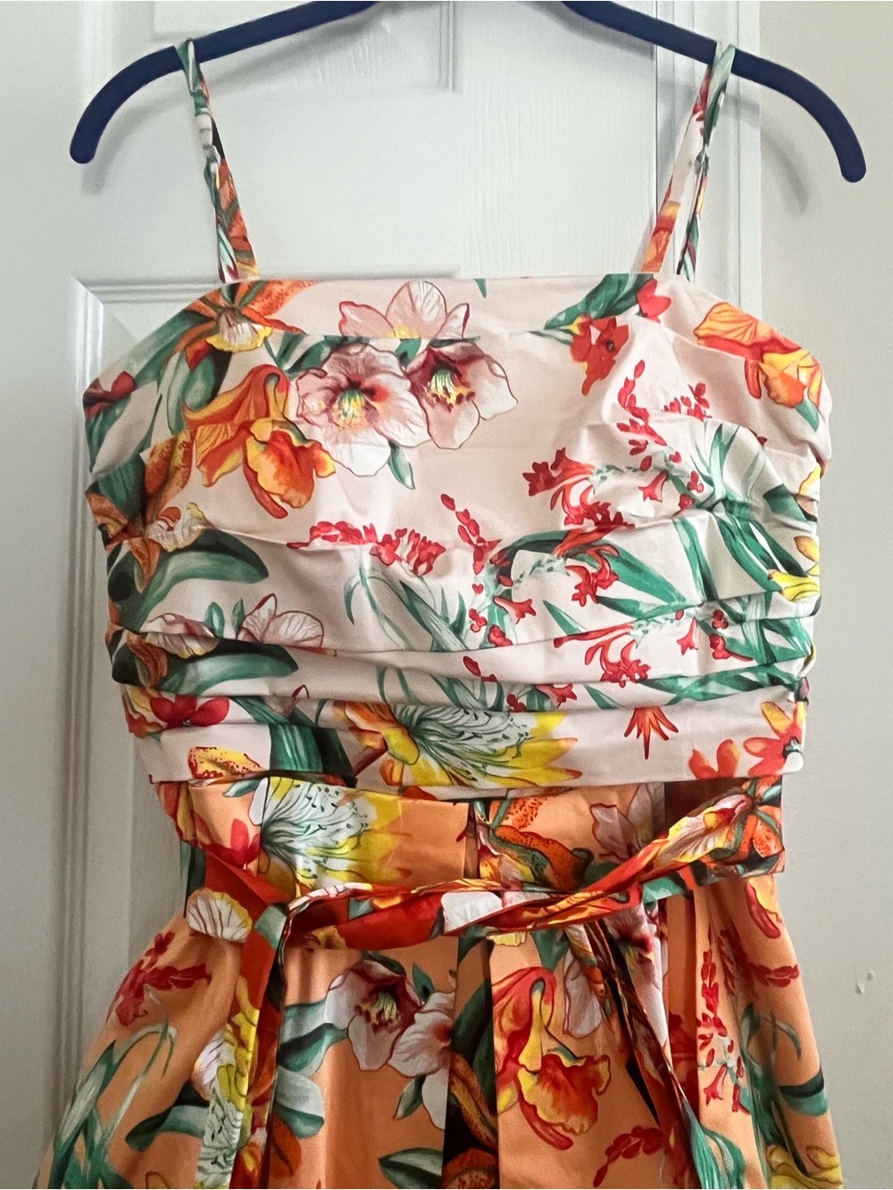 Floral Print Spaghetti Strap Summer Top - Yellow & Cream ( tags remove)